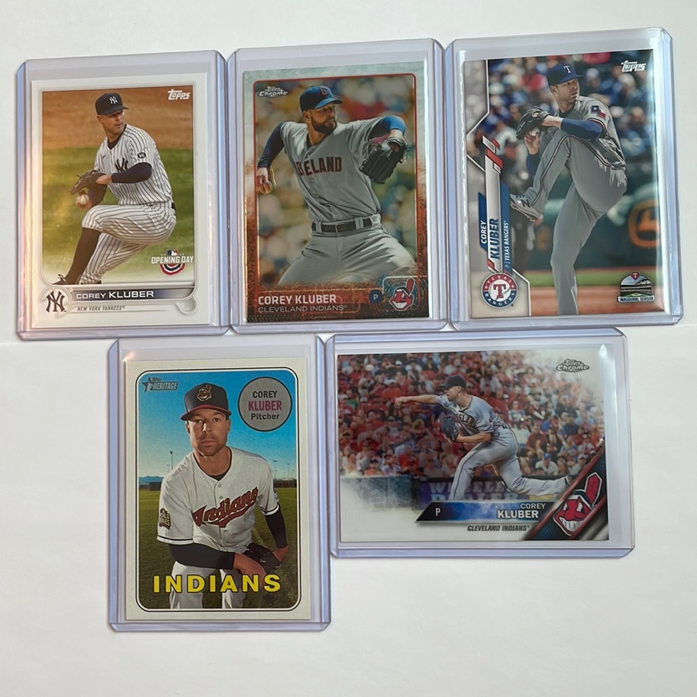 Lot of 5 Corey Kluber Topps MLB Baseball Cards